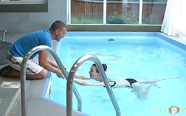 Svelte Russian GF with small tits Vault settle Venerated is fucked in the pool